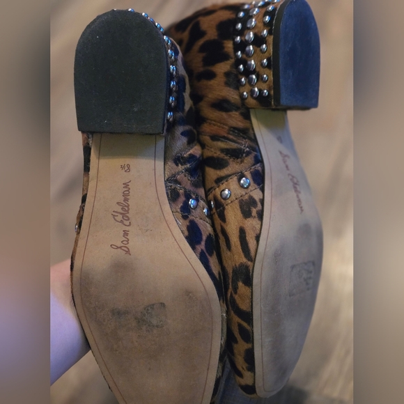 Sam Edelman Lorin Studded Haircalf Bootie Animal Print NEW Size 8.5 - Picture 6 of 6